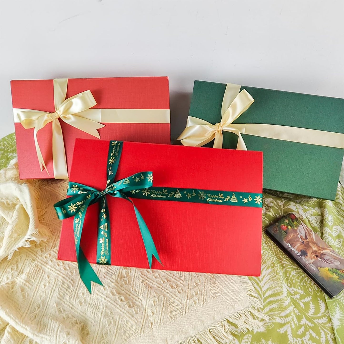 Rinrda Large Christmas Red Gift Box,13.75"x9"x4.5", Gift Boxes with Magnetic Lids for Presents Closure Gift Packing for Birthday,Christmas, Halloween,Wedding,Bridal Gifts,Mother's Day Gift Packging