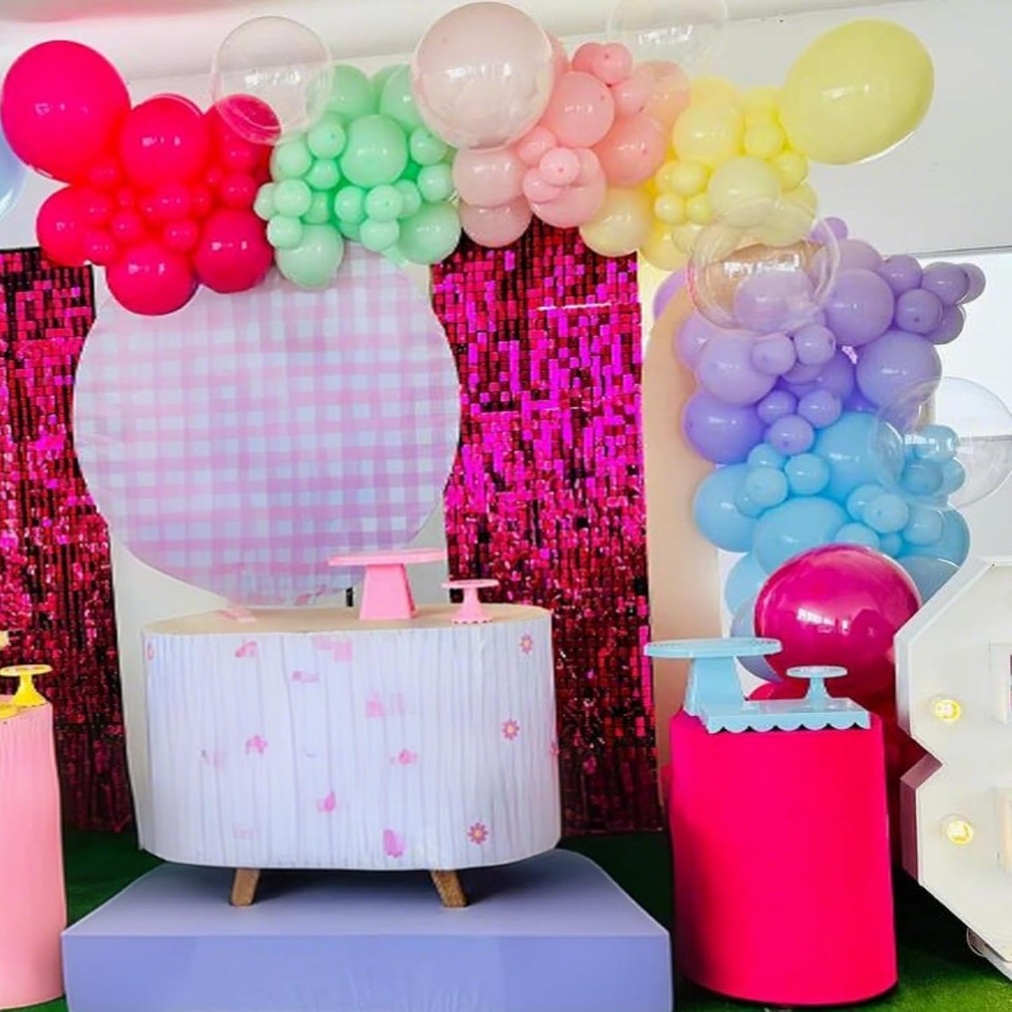 Colorful Rainbow Balloons Assorted Pink Blue Yellow Green Balloons 60PCS 12INCH Hot Pink Pastel Purple Light Blue Latex Helium Balloon for Arch Birthday Party Decorations Baby Shower