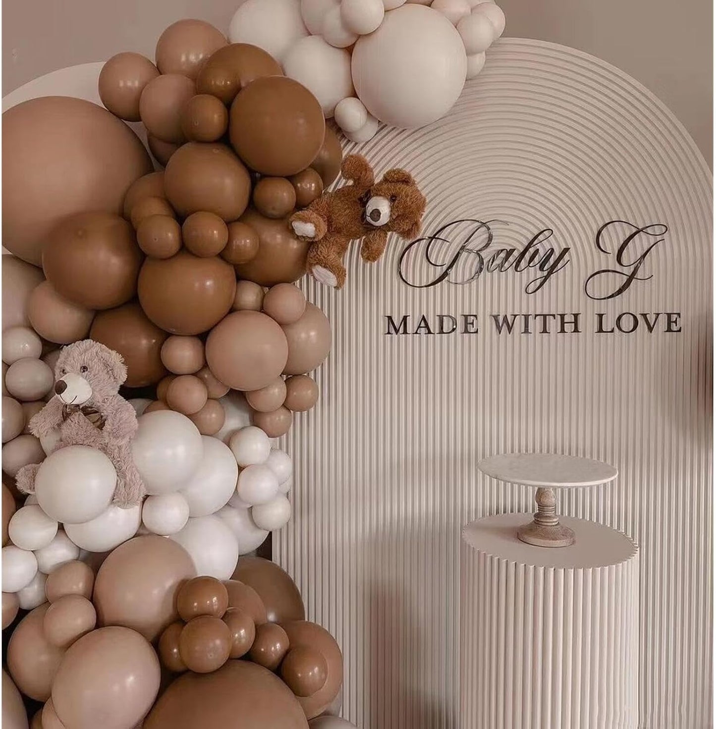 412pcs Brown Balloon Garland Arch Kit 18 12 10 5 Inch Different Sizes Matte Rretro Latex light brown Balloons for Baby Shower Birthday Wedding Graduation Anniversary Party Decoration