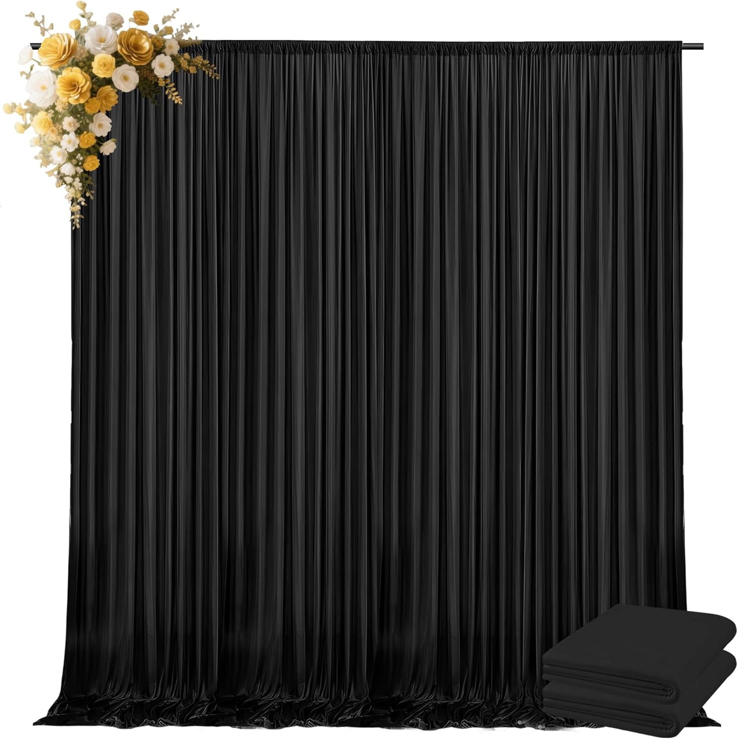 10x10ft Backdrop Curtains for Parties, 2 Panels 5x10ft Photography Backdrop Curtain with Rod Pocket,Backdrop Polyester Background Drapes,Wedding Backdrop Drapes for Birthday Baby Shower Home Decor