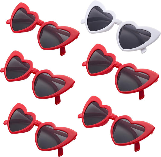 Bachelorette Party Favor Sunglasses 6 Pack,Retro Cat Eye Heart Sunglasses for Women,Bridesmaid Proposal Gifts
