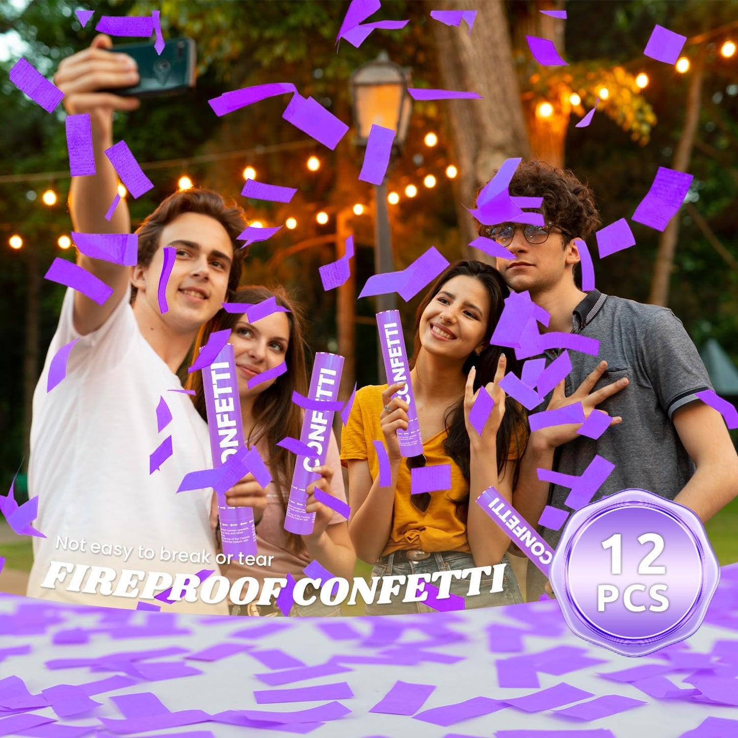 Confetti Cannon 12Pack Purple Biodegradable Cannon Poopers 12Inch Purple Party Poppers Confetti Cannon for Celebrate Wedding Birthday Graduation Baby Shower Christmas New Year