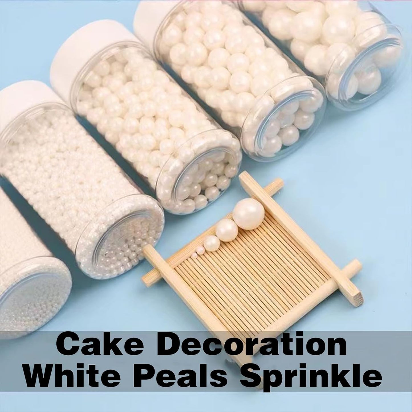 Sentovac 7mm White Pearl Sprinkles Edible Cake Decorating Sugar Candy Cookie Cake Cupcake Topper Ice Cream Baking Decorations Halloween Christmas Valentines Wedding Supplies