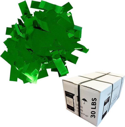 Rectangular Green Mylar Shiny Foil Metallic Confetti for Cannon and Launcher use - Gender Reveal Confetti for Wedding, Parties, Mother’s Day and Live Events - 30 lb, 480 oz
