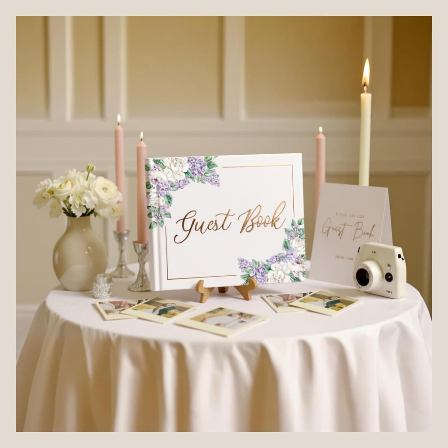 Wedding Guest Book for Guests to Sign, Elegant Wedding Guestbook Ideas, Sign in Book for Bridal and Baby Shower, Polaroid Guest Book, 100 Thick Lined and Blank Pages for Party, Wedding Books