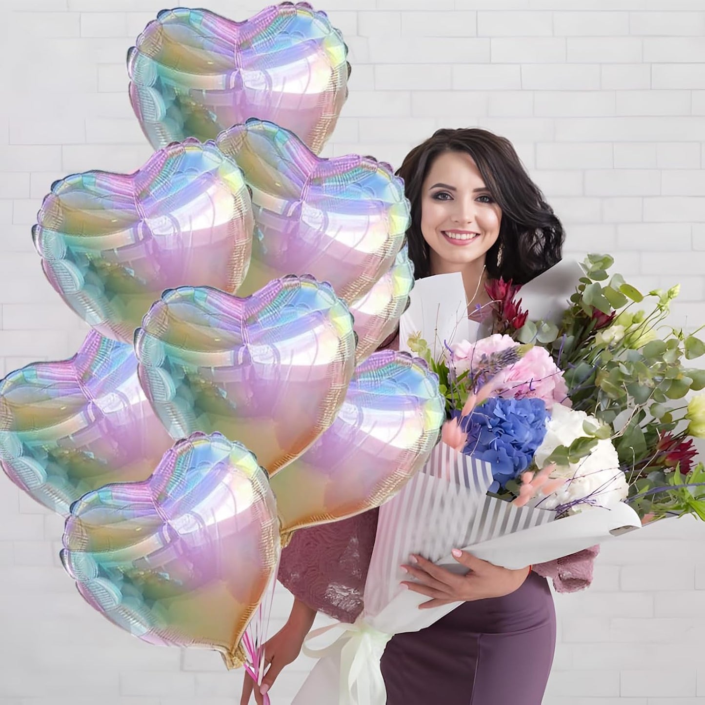 Colorful Heart Ballloons,18 Inch Bright Silver Foil Love Heart Shaped Balloons 12Pcs Silver love balloon for Baby Shower Birthday Party Wedding Engagement Valentines Day Decorations