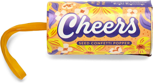 Modern Sprout Seed Confetti Poppers with Flower Seeds - Party Favors for Outdoor Wedding, Birthday & Parties - Non-Toxic, Plastic-Free & Pollinator Safe Plantable Seed Paper- Yellow Cheers(Pack of 12)