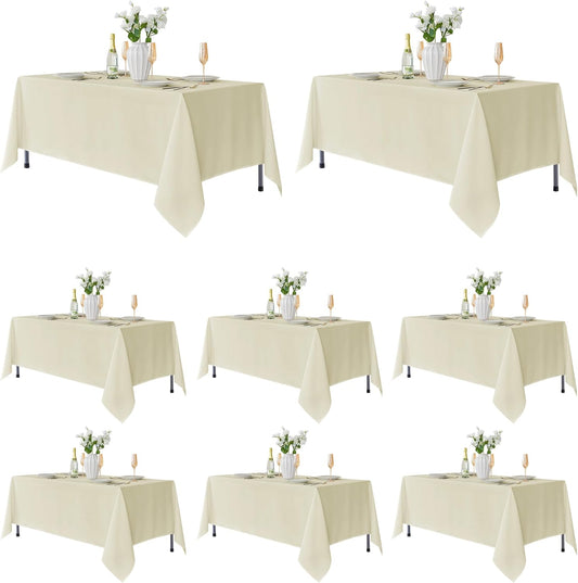 Fitable 8 Pack Table Cloth Rectangle Table: Stain and Wrinkle Resistant Tablecloth Rectangular, Washable Polyester Tablecloths for Wedding Party Dining Banquet Event Catering(Ivory, 70x108 Inch)