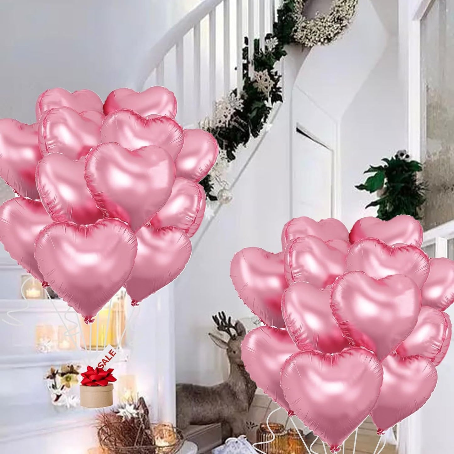 Pink Heart Balloons,18inch Bright Pink Heart Shaped Foil Balloons 12Pcs Helium Mylar Balloon for Anniversary Wedding Engagement Birthday Party Baby Shower Decorations