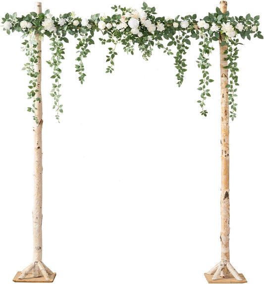 Ling's Moment 6.5FT Artificial Wedding Arch Flowers, Backdrop Floral Garland, White Sage Ceremony Reception Hanging Eucalyptus Rose Arbor Arrangement Outdoor Party Swag Home Decorations