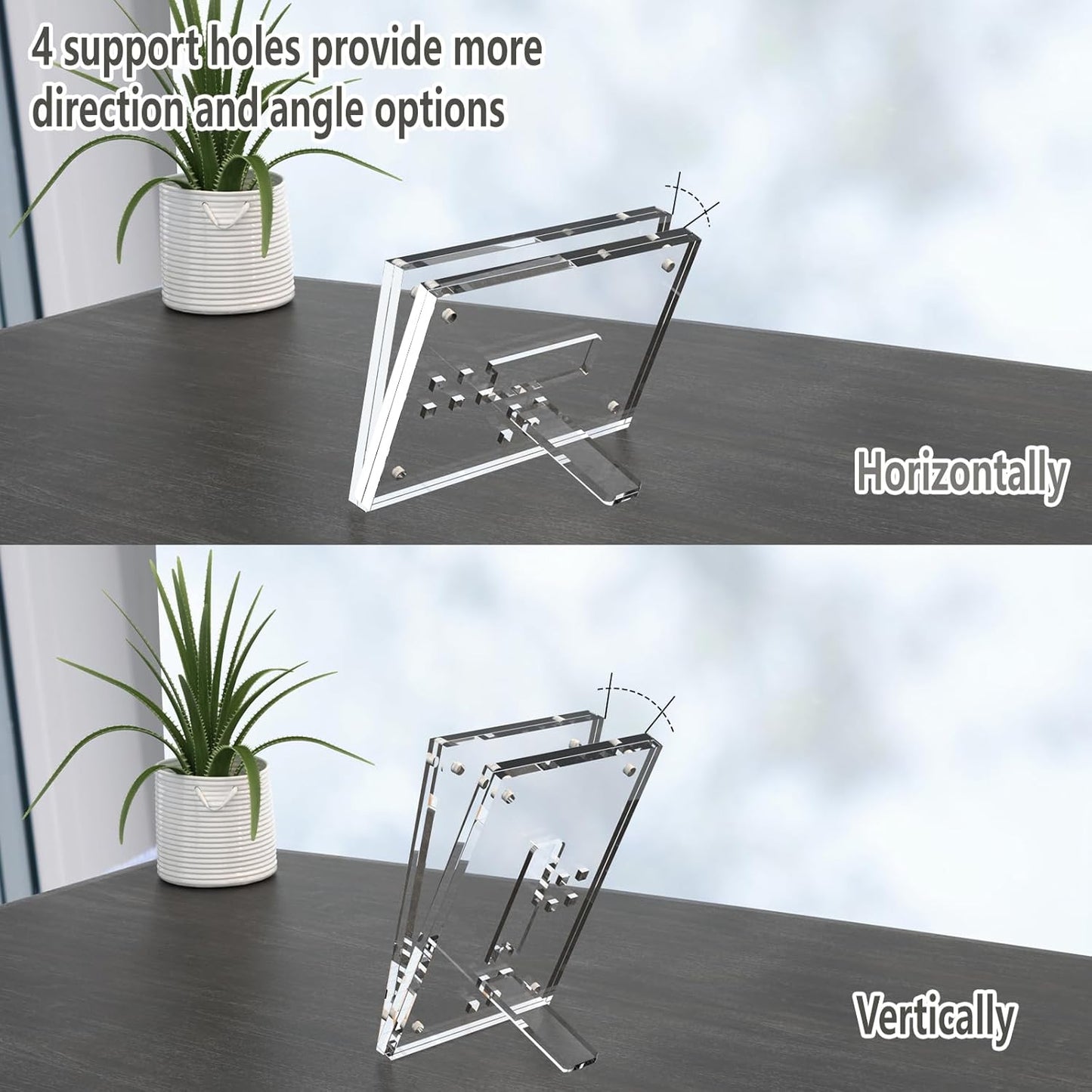 HELPLEX Picture Frames, 3 Pack 4x6 inch Acrylic Picture Frame Clear 4 x 6 Photo Frames Magnetic Picture Frames Ready for Tabletop Display, Effectively Protect Photos from Fading and Yellowing