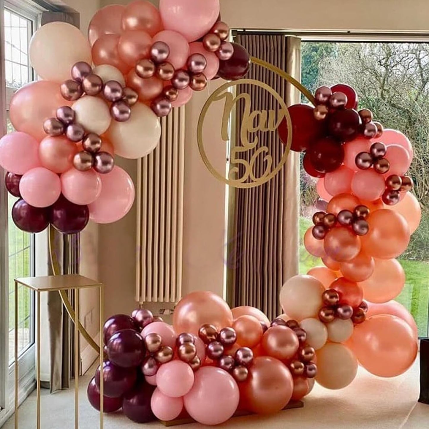 Burgundy Red and Pink Balloons, 60 Pack 12in Rose Gold Wine Red Light Pink White Latex Balloon Metallic Rosegold Confetti Helium Party Balloons for Women Girls Birthday Wedding Anniversary Decorations