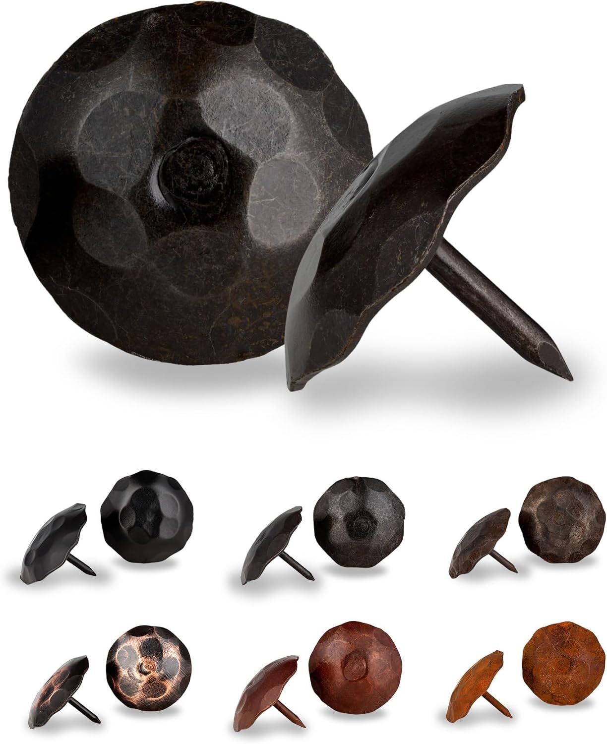 10 Pack 1.25" Round Head Iron Clavos Decorative Nails – Sealed Unfinished – Handmade Rustic Round Fasteners for Farmhouse Shutters, Faux Wood, Barn Doors, Shutters, Gates – Ornamental Wood Accent