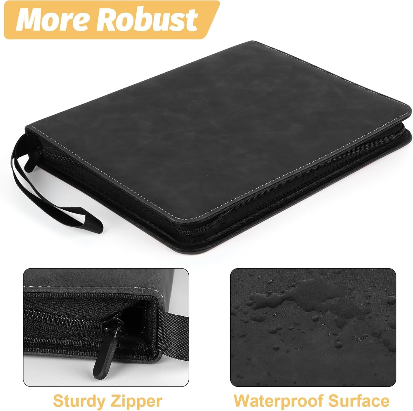 Trading Card Binder, Premium 9 Pocket Card Binder, 720 Double Sided Pocket PU Collection Binder, Collector Album, Card Holder for MTG, TCG, Sports Cards (Marble Black)