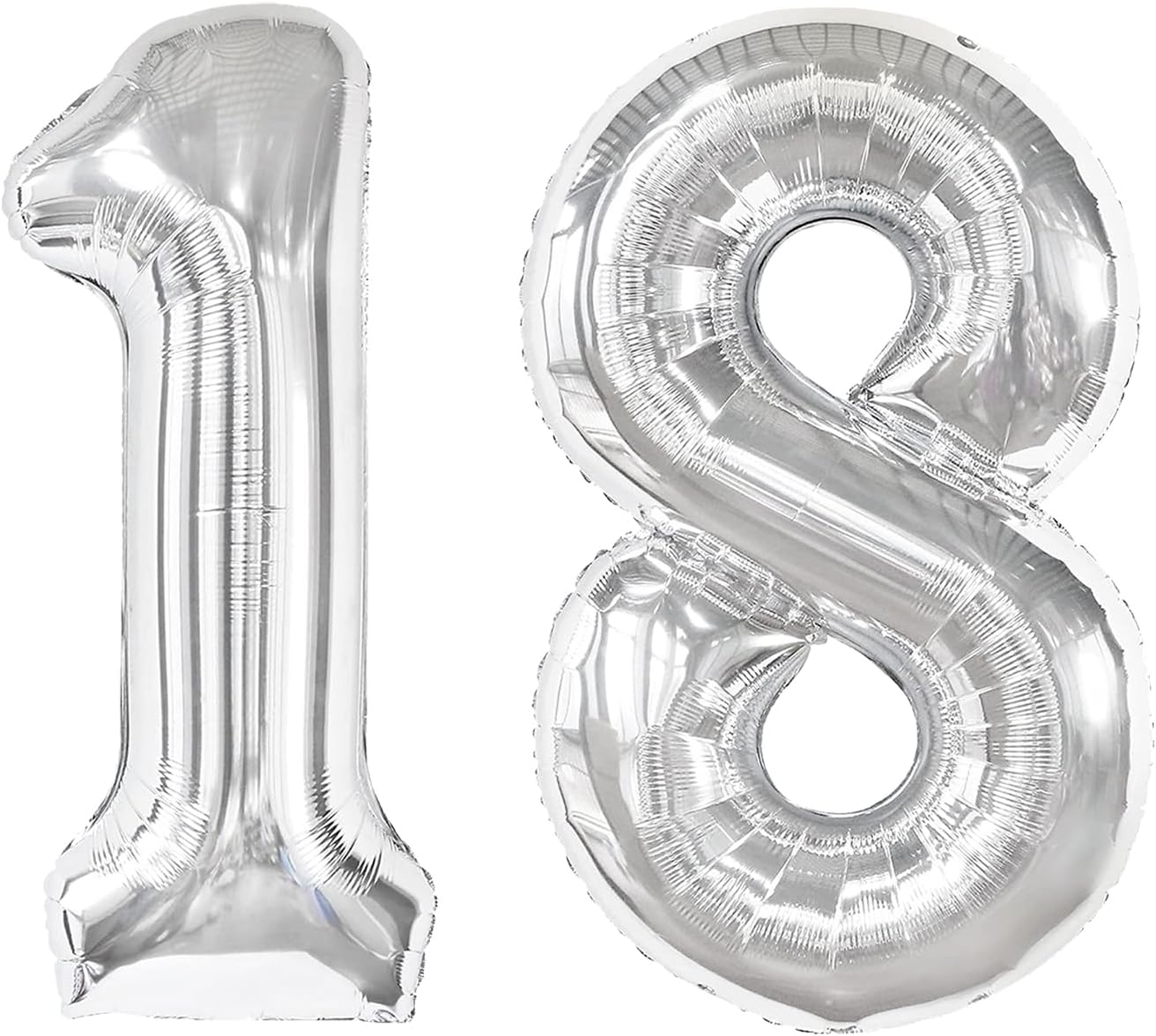 Silver Foil Number 18 Balloon 40 Inch, Helium Mylar Eight Number 18 81 Birthday Balloons, 18th Silver Women Men Wedding Anniversary, Graduations Party Supplies