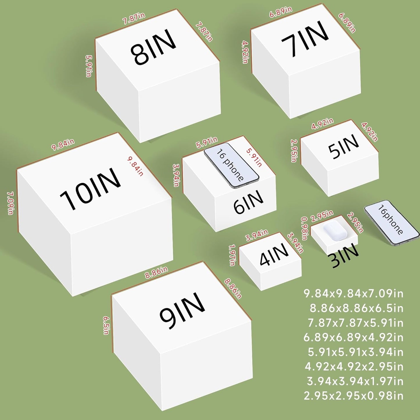 6Pcs Buffet Risers,Food Risers for Buffet Table Display Stand Shelf for Party Catering Dessert Jewelry Collectibles Acrylic Cube Boxes Display Nesting Risers (White-L(5,6,7,8,9,10))