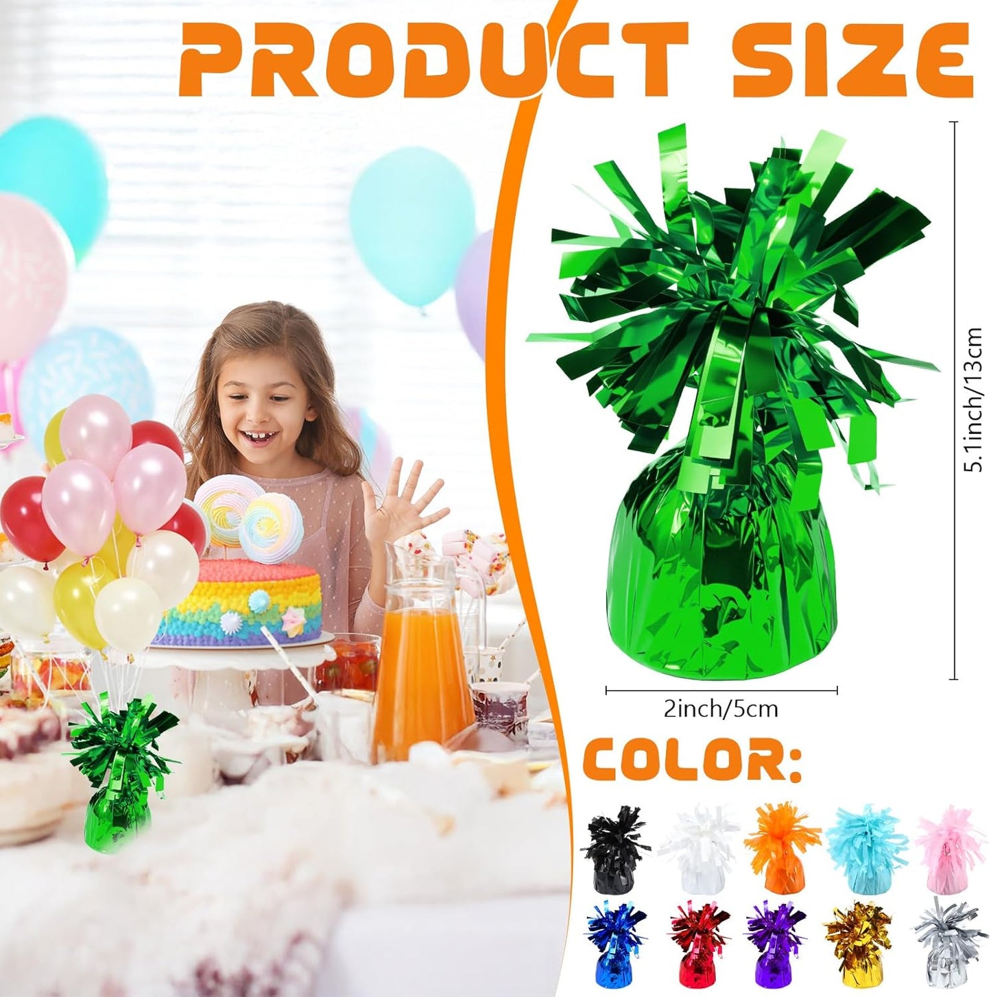 8 Pcs Green Metallic Balloon Weights Holder Anchors Balloon Holder Weights for Helium Balloons Birthday Graduation Party Christmas Wedding Celebration Decoration (Green)