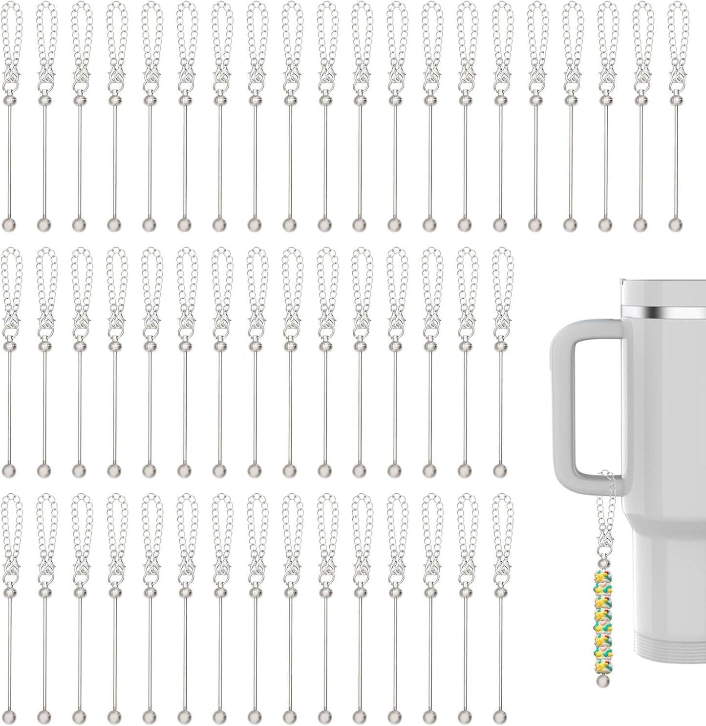 FREEBLOSS 50 Set DIY Beaded Cup Charms for Wine Glasses Party Drink Markers with Secure Clasp Personalized Decorative Mug charms