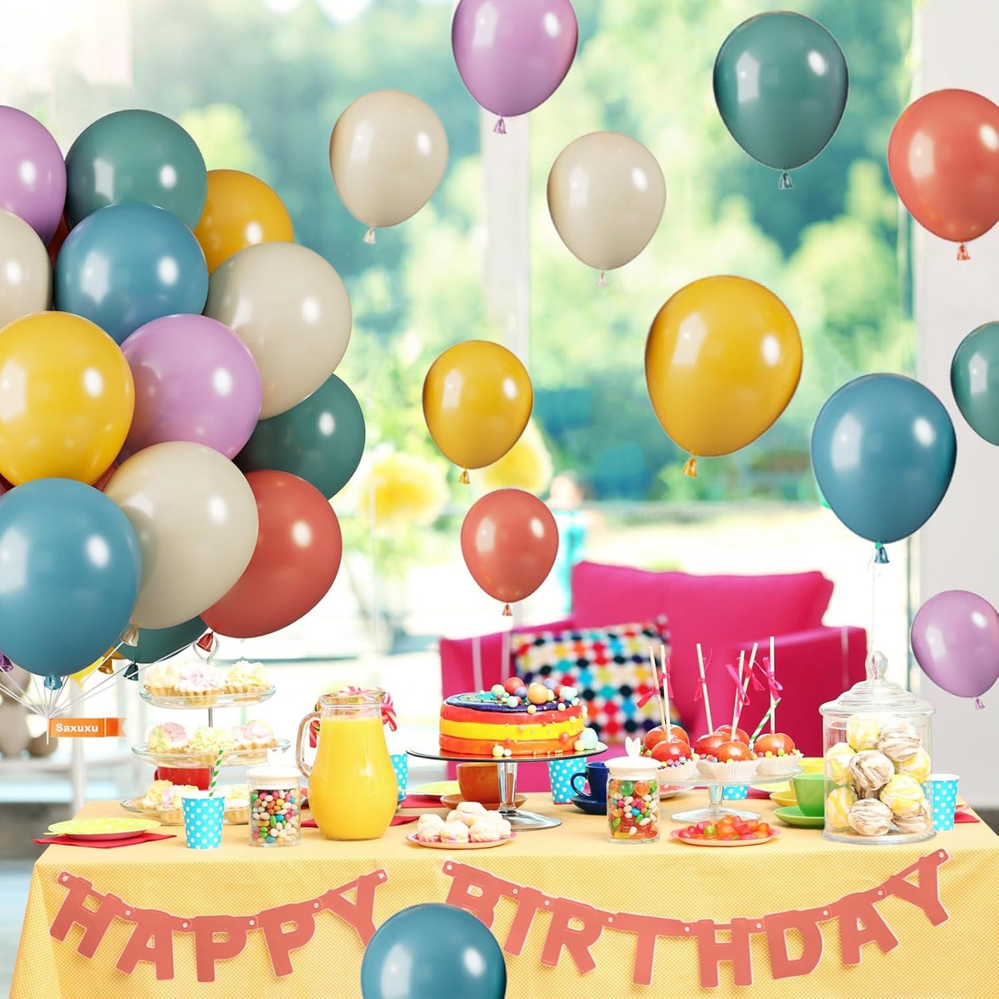 Retro Colorful Balloons, 12 Inch Vintage Color Balloons, Retro Blue Red Purple Yellow White Latex Helium Balloon for 80s 90s Theme Birthday Wedding Baby Shower Festival Carnival Decorations