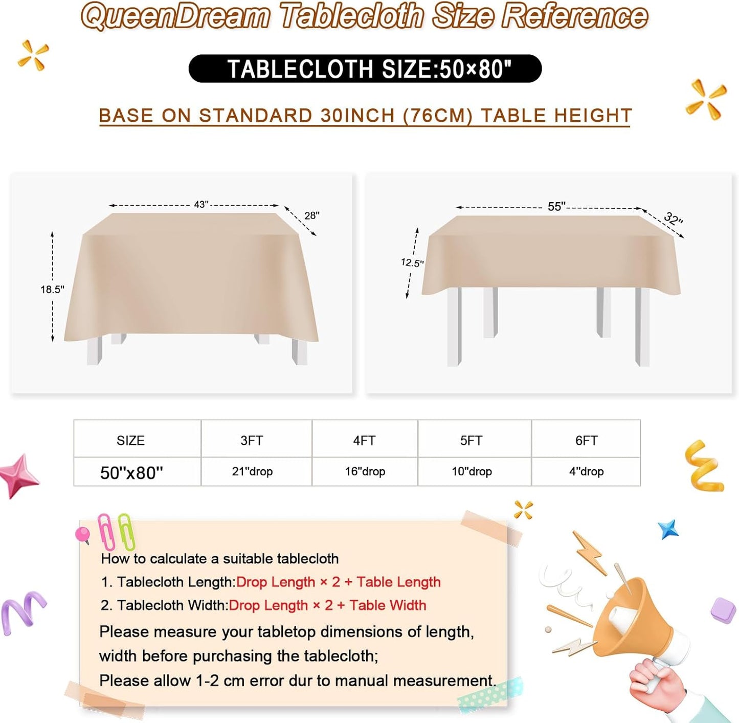 QueenDream Sparkly Sequin Tablecloth - Black GoldTable Cloth 50x80 Inches Rectangle Table Overlay Fabric for Birthday Parties Baby Shower Decoration