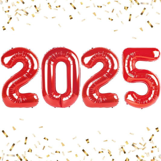 2025 Balloons 40 inch, Red New Year Balloon2025, Red Foil Balloons Numbers, Red New Years Eve Foil Party Balloons, 2025 Digital Christmas Graduations Birthday Number Balloon