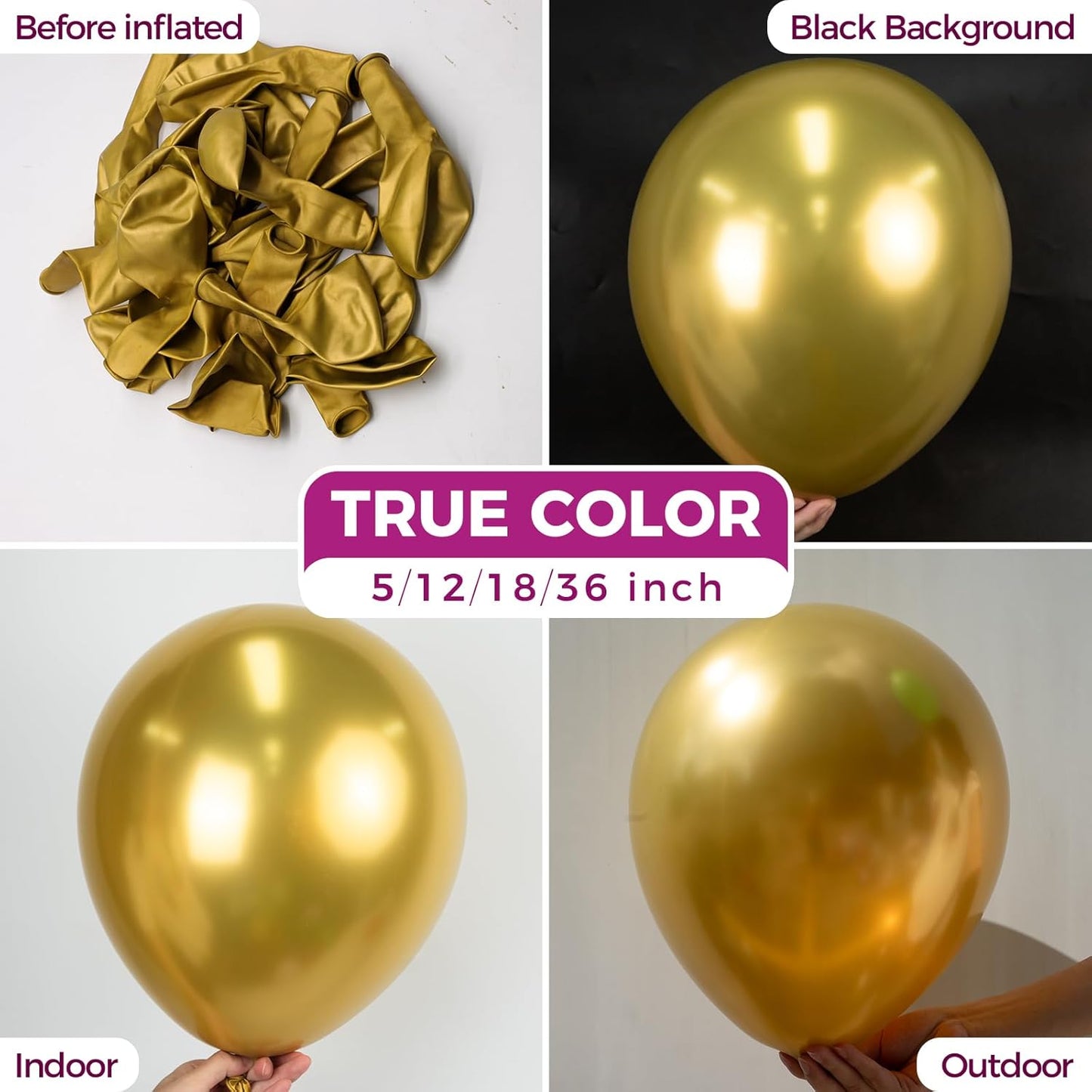 Bezente Metallic Gold Balloons Latex Balloons - 150 Pack 5 inch Chrome Gold Helium Balloons for Wedding Birthday Bridal Shower Graduation Christmas Party Decorations