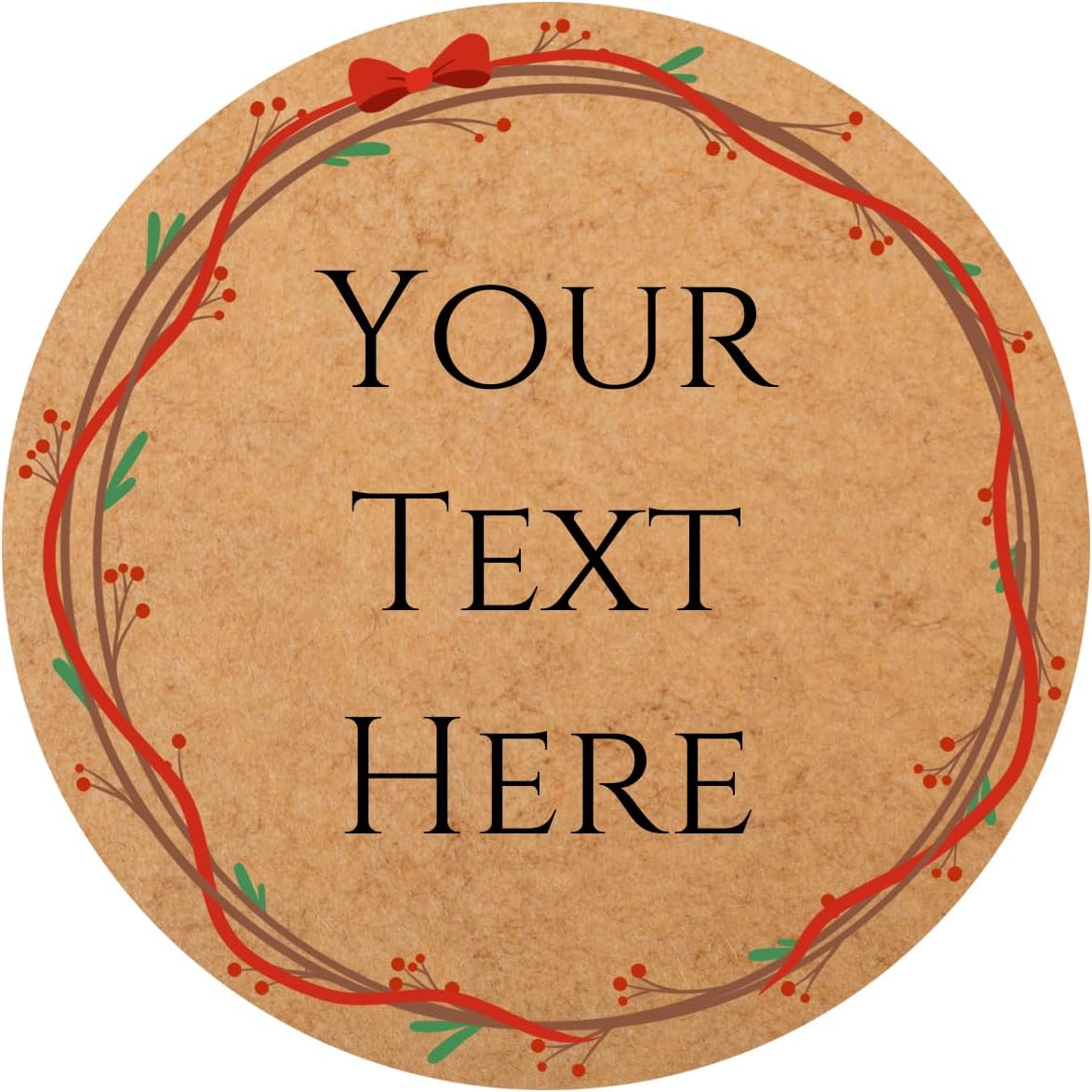 100-1000pcs Custom Stickers Merry Christmas Stickers Personalized Labels Adhesive Xmas Decorative Envelope Seals Stickers for Cards Gift Boxes (Round Kraft -3)