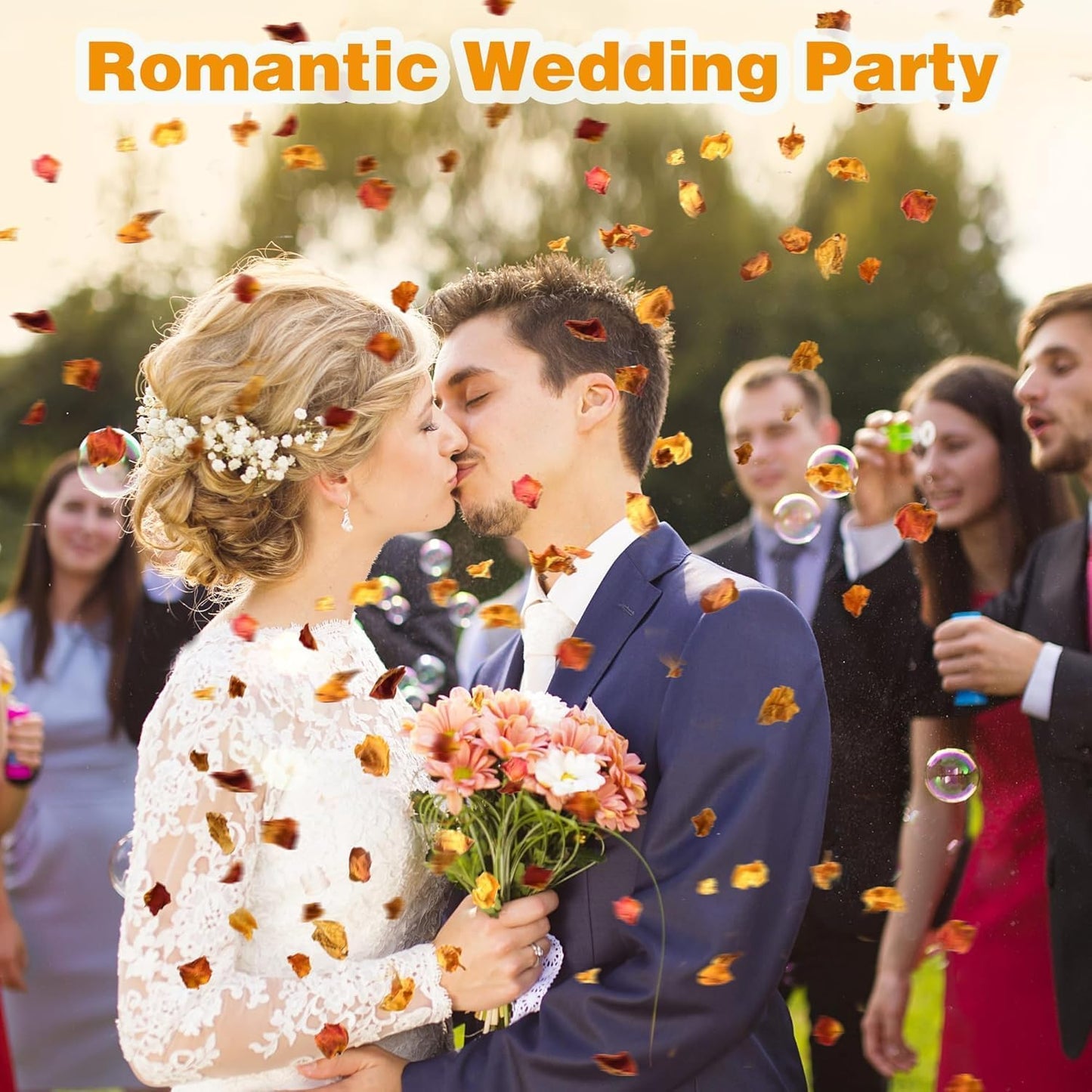 20 Pack Prefilled Confetti Packets,Biodegradable Flower Petals, Real Dried Flower Petals Individual Packing Rose Petals Wedding Send Off Ideas (Yellow Red Rose)