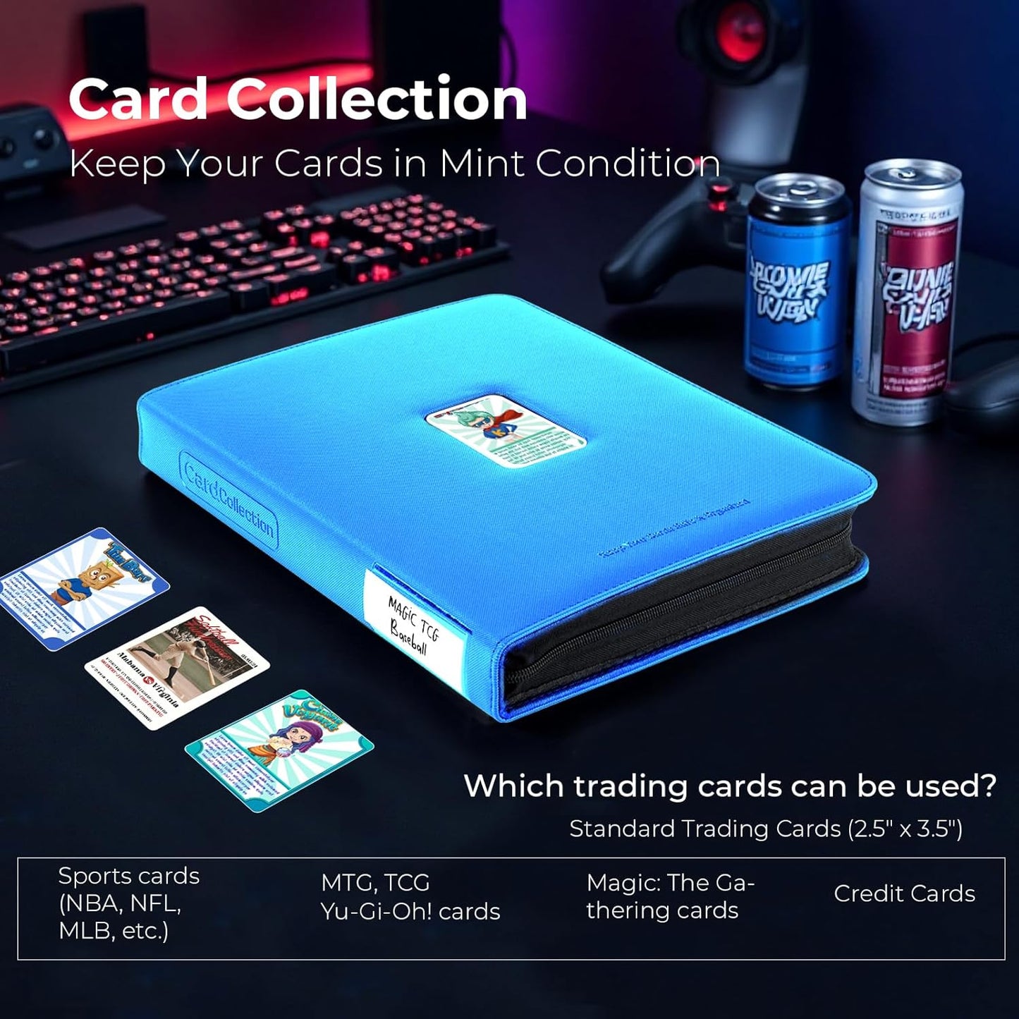 Premium ZiP Trading Cards Binder 9 Pockets, 936 Cards, Large Cards Book Album with Front Window & Lable Pocket, Card Collection Folder for TCG, MTG, Baseball, Football, Soccer and Games Cards