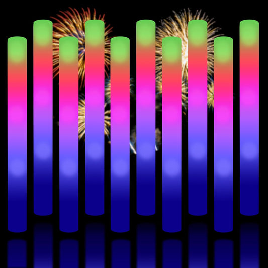 Super Z Outlet Upgraded Light up Foam Sticks, 3 Modes Colorful Flashing LED Strobe Stick for Party, Concert and Event (12)