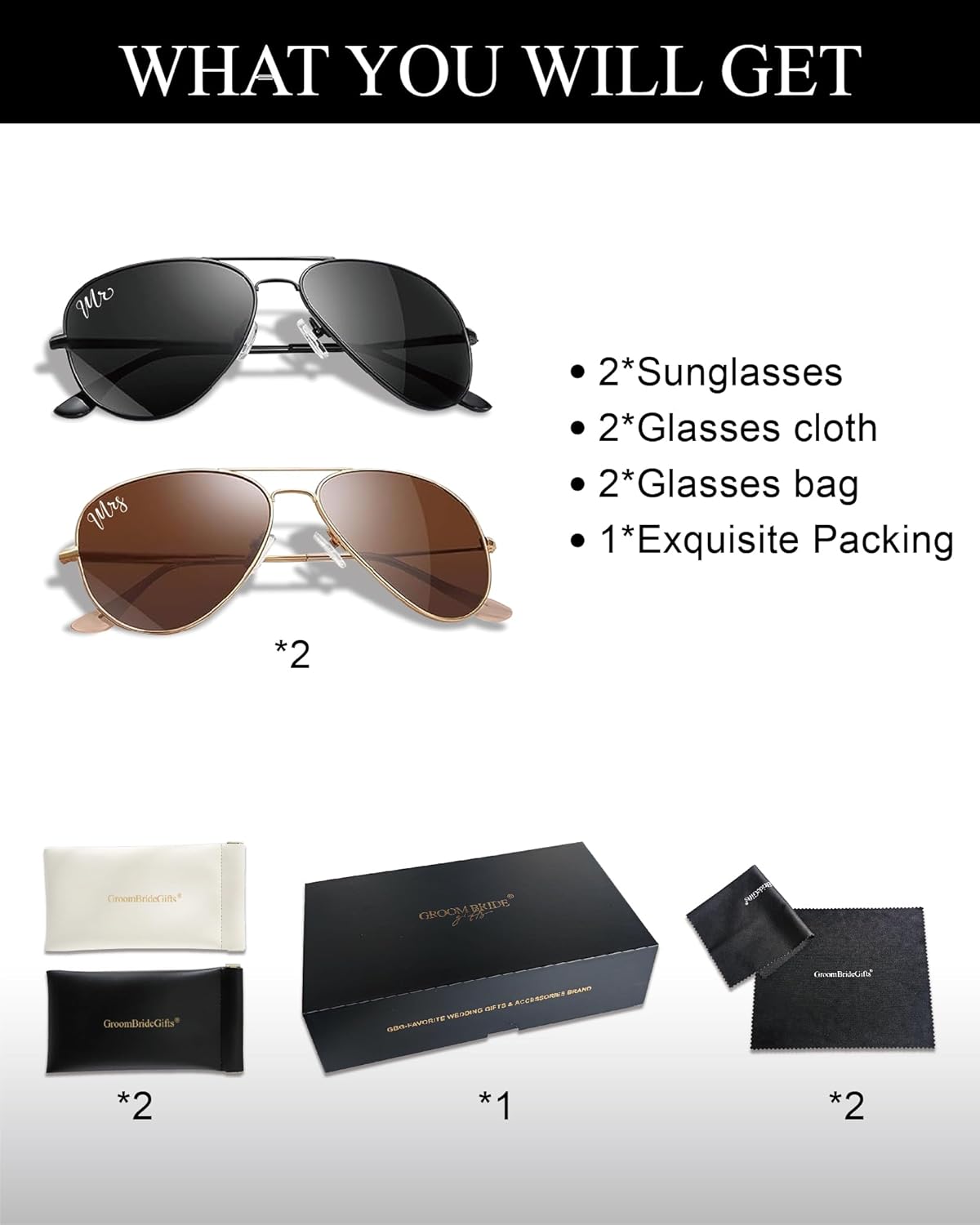 Bride and Groom Polarized Sunglasses for Wedding – UV400 Protection, Lightweight & Stylish Couple Sunglasses