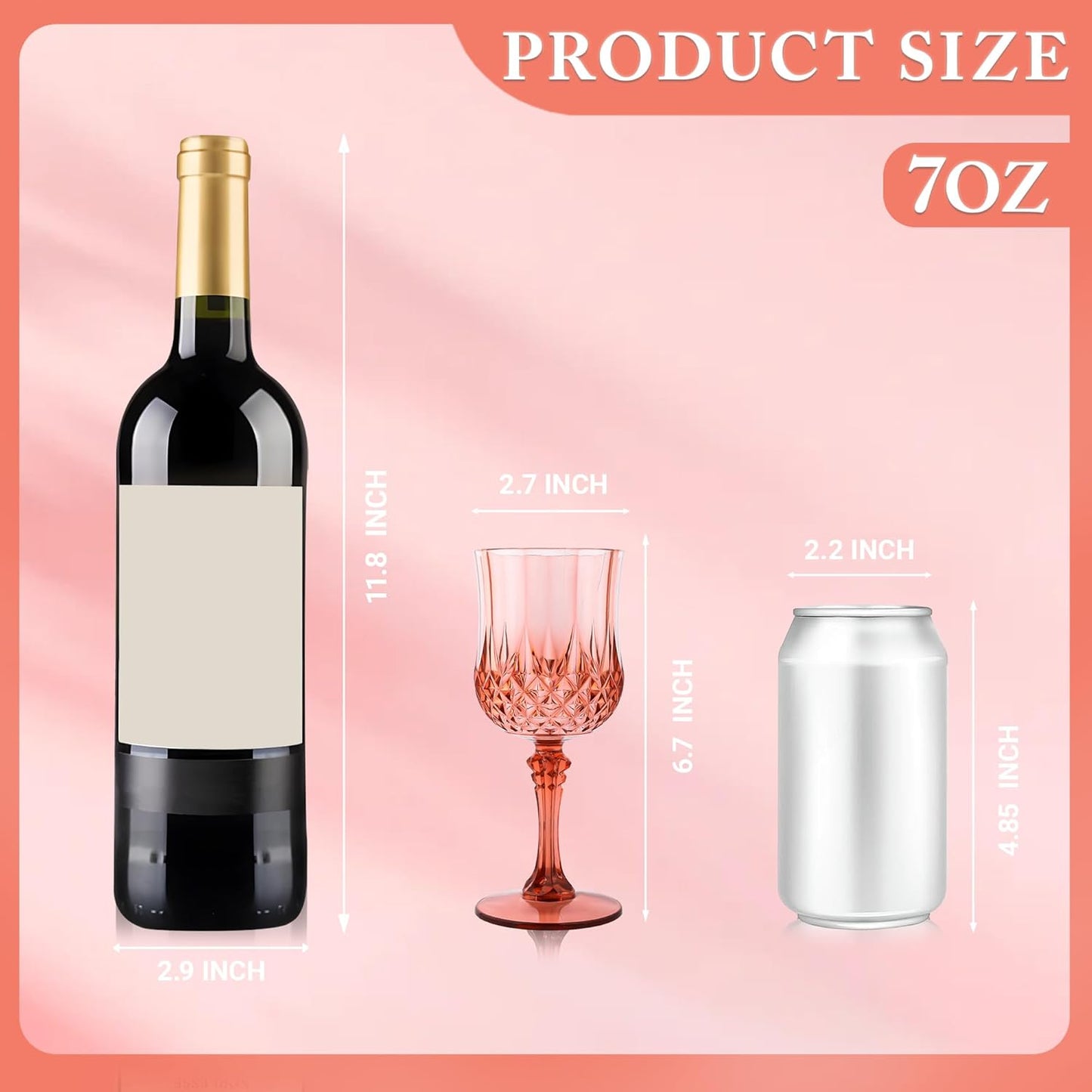 Plastic Wine Glasses，Plastic Goblets Vintage Style Cordial Drinking Glasses for Wedding Reception, Grand Event Party Supplies (12, Rose Gold)