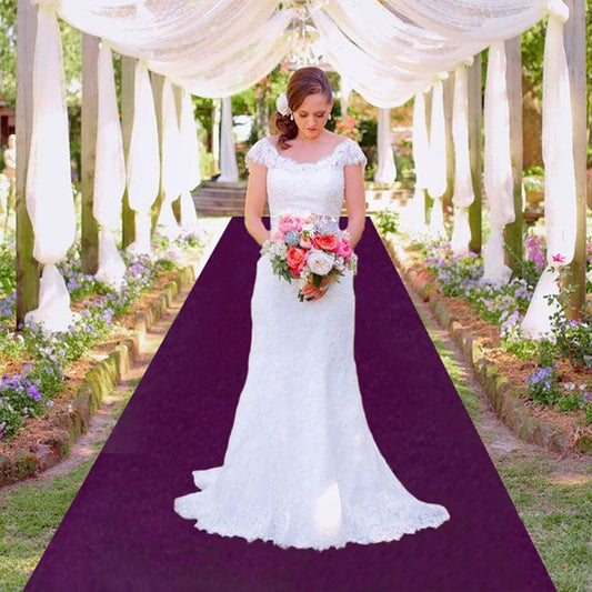 MODFUNS Wedding Aisle Runner Purple Velvet Aisle Runners 4x30ft Carpet Runner for Party Vintage Runway Rug with Carpet Tape Wedding Carpet for Bridal Baby Shower Ceremony Decor