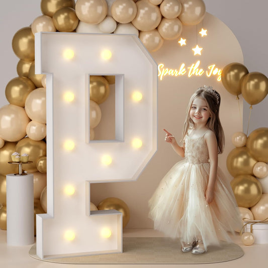 JoyMuse 4FT Marquee Light Up Letters,Large Marquee Letters 4 Feet Tall for Marry Me Proposal Decorations Big 4FT Letters with Lights for Baby Shower Party Decor, Letter P