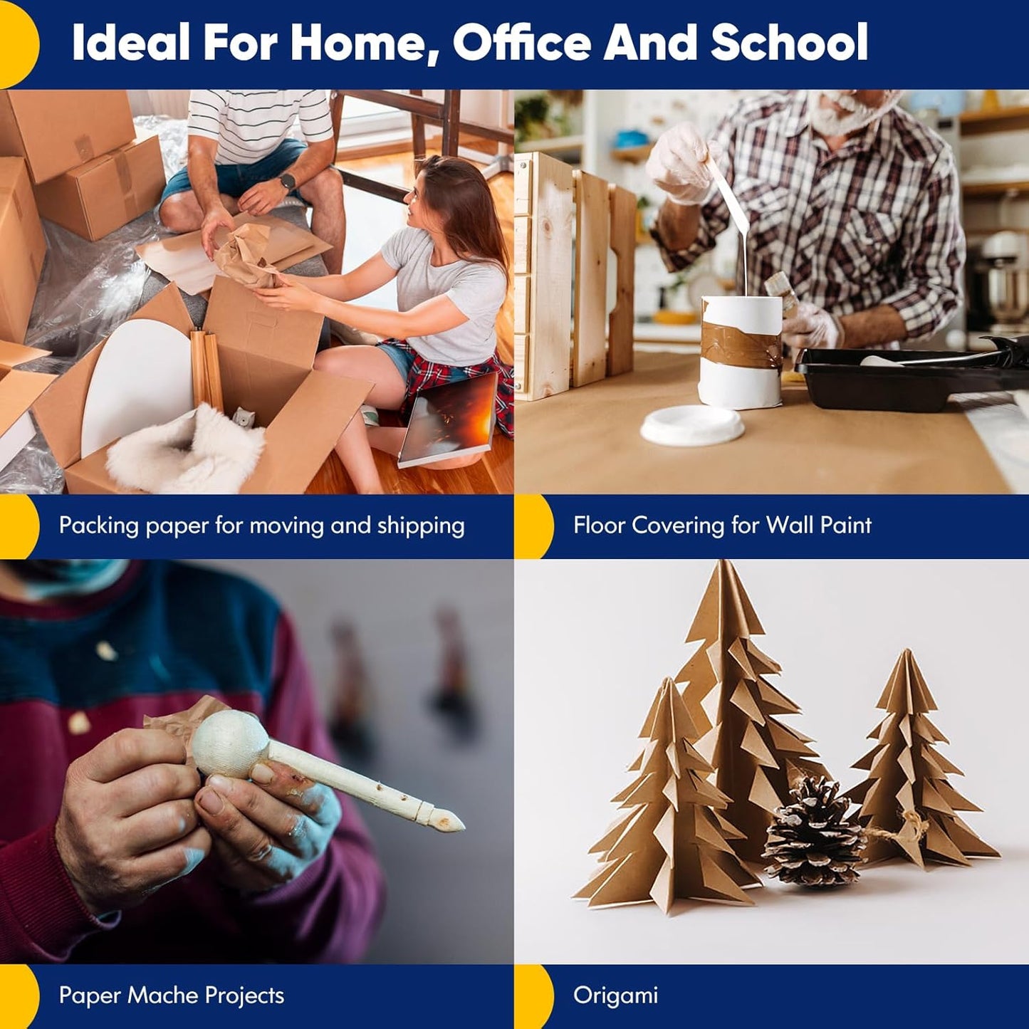 Vanhench Brown Kraft Paper Roll 17.5" x 600" (50') for Gift Wrapping Bulletin Board Paper, Kids Craft Supplies, Art Bouquet Flower Wrapping Paper, Poster Packing Shipping Moving Supplies