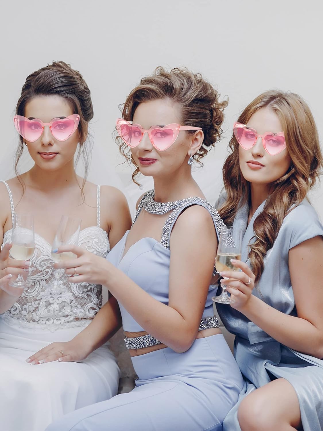 Flutesan 12 Pack Bachelorette Sunglasses Bride Bridesmaid Heart Shaped Sunglasses Women Eyeglasses for Party