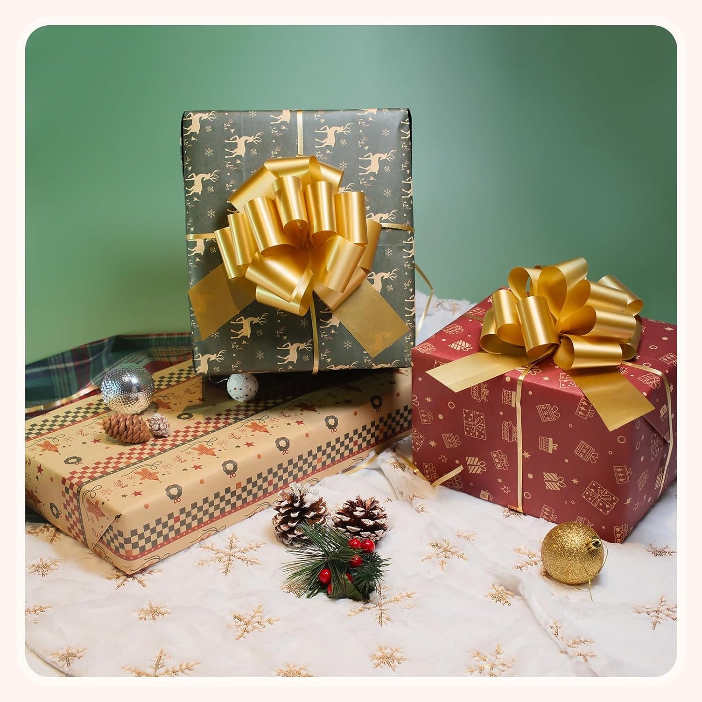 12 PCS 6 Inch Golden Pull Bows - Perfect for Gift Wrapping, Wedding Decor, Car Bows, Birthday Parties, Christmas and Valentine's Day