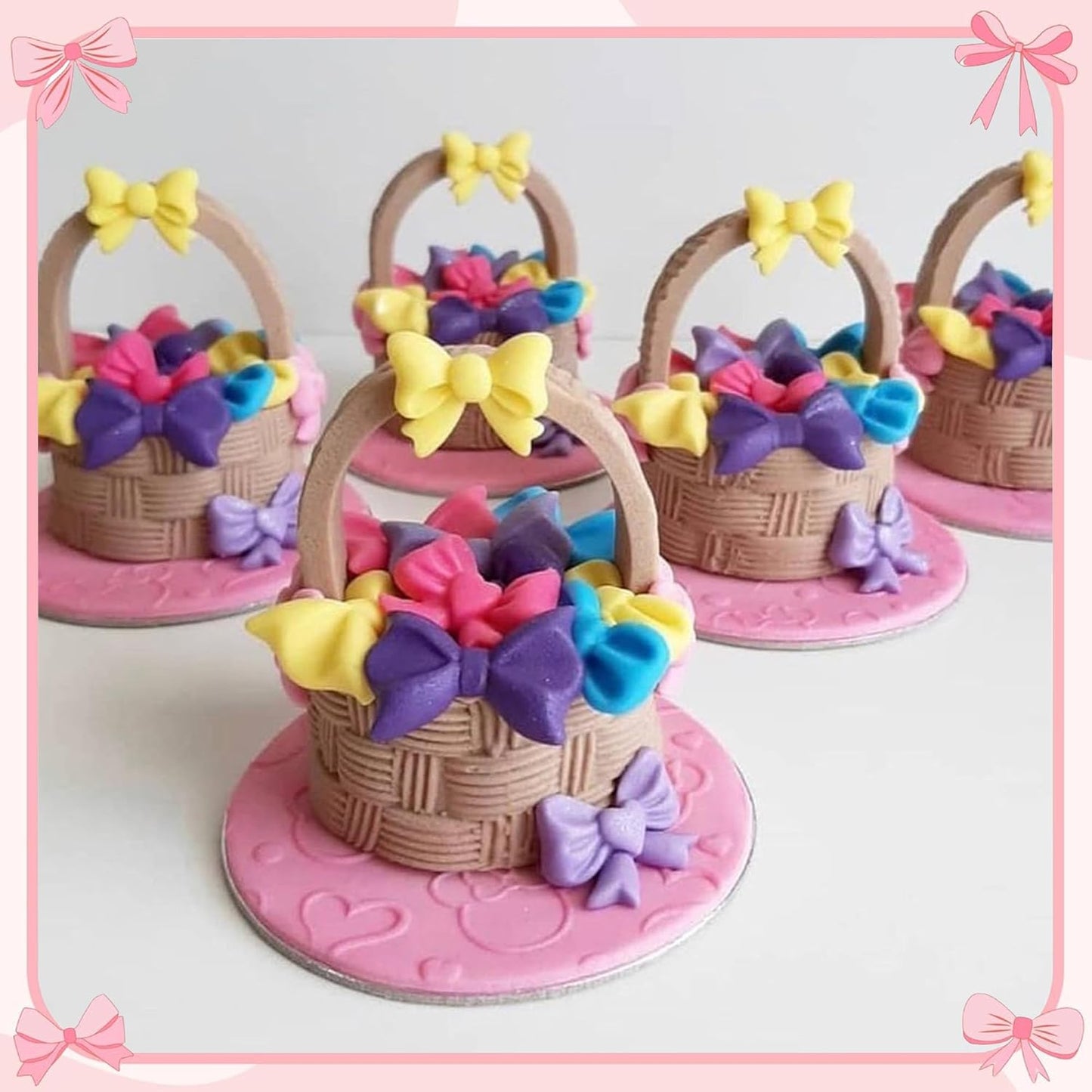 Bow Fondant Molds, AIMEIKI 2 Pack Mini Bows Silicone Fondant Molds Bowknot Candy Chocolate Mold for DIY Cake Decoration