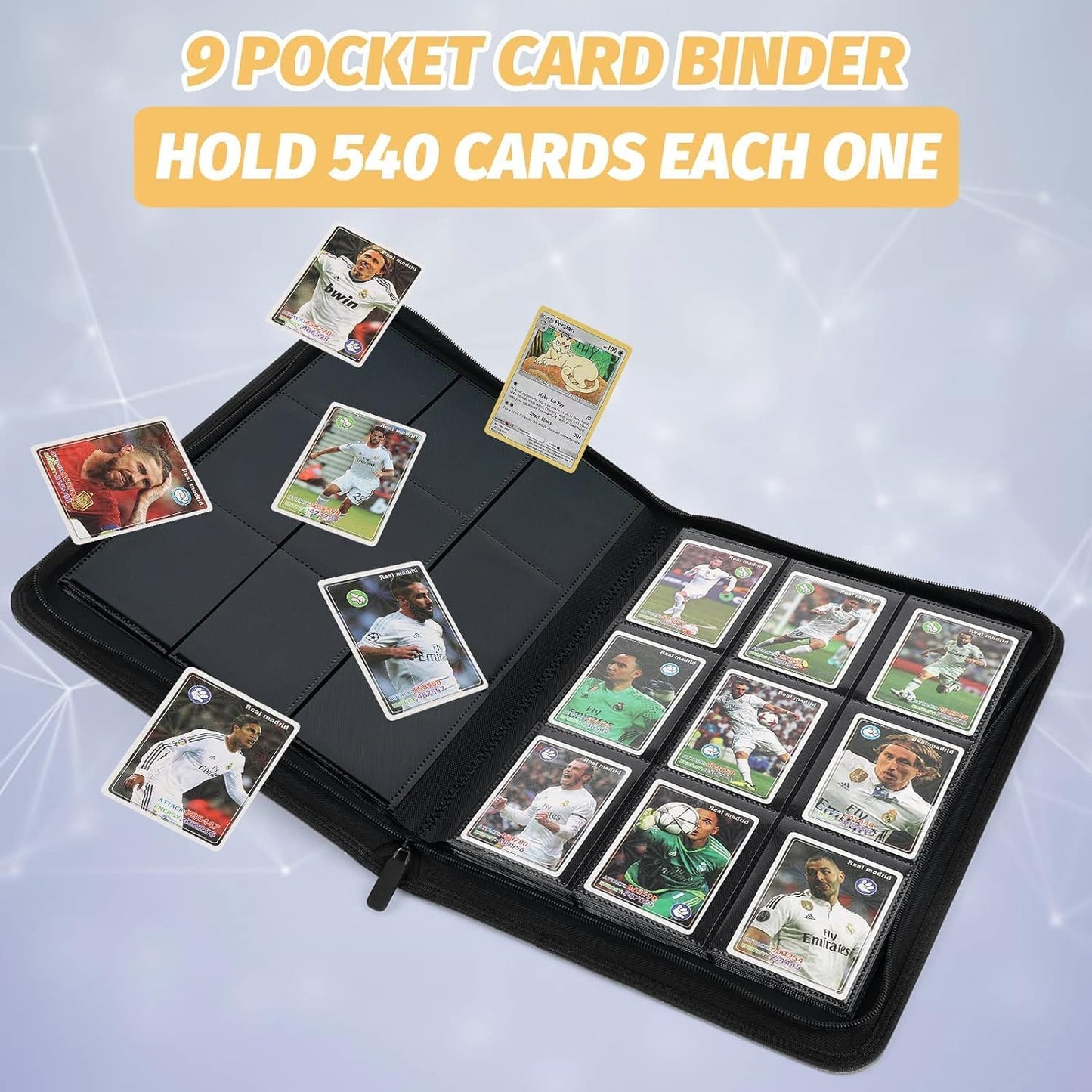 Trading Card Binder, Card Collection Binder Album Folder with 540 Side Loading Pockets, 9 Pocket Trading Card Album Folder for TGC,MTG, Baseball Cards, Yugioh grew
