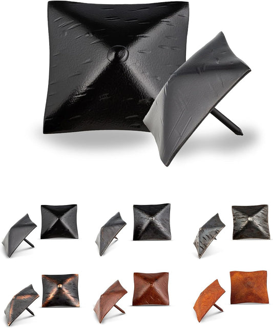 10 Pack 2" Square Head Iron Clavos Decorative Nails – Black – Handmade Rustic Square Fasteners for Farmhouse Shutters, Faux Wood Beams, Barn Doors, Shutters, and Gates – Ornamental Wood Accent