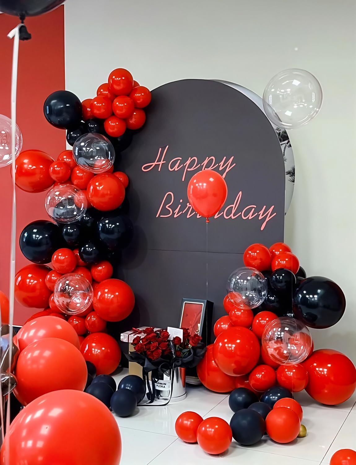 Red and Black Balloons - 12 Inch Red Black Latex Balloons Glitter Confetti Balloon Party Balloon for Racing Car Poker Card Casino Party Decorations, Birthday Wedding Party Supplies