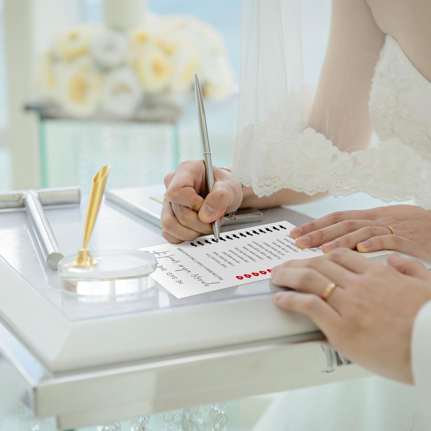 Bridal Shower Games, He Said She Said, 25Pcs Minimalist White Double-Sided Bridal Game Cards, Wedding Shower Games for Guests, Engagement Bachelorette Party Supplies - A12