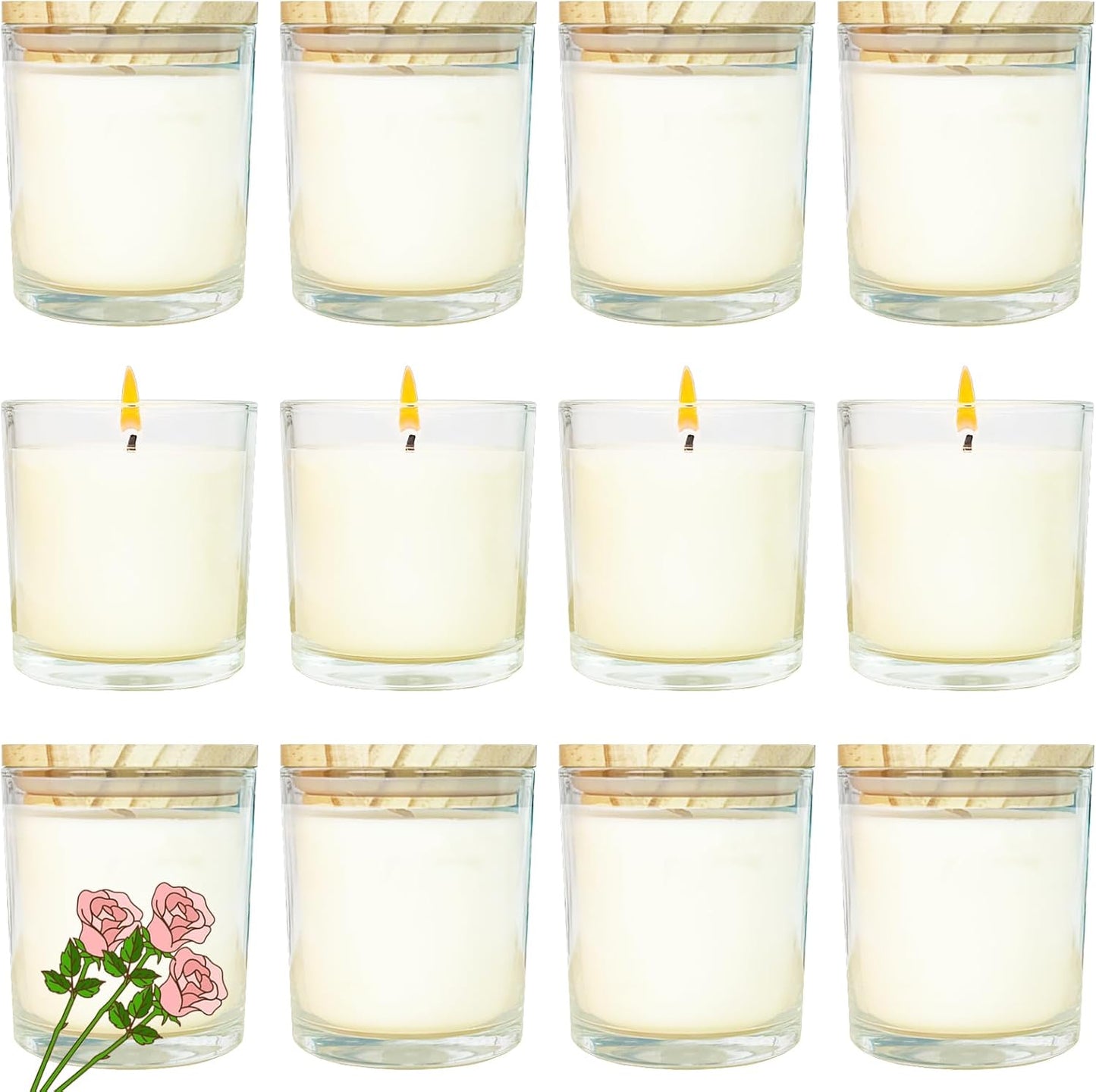 12 Pcs 6 Oz Mini Soy Candles,Rose Scented Bulk Candle Set,Aromatherapy Candle,Great Stress Relieving Scented Candles for Girls as a Gift for Birthdays, Weddings Party Favors!