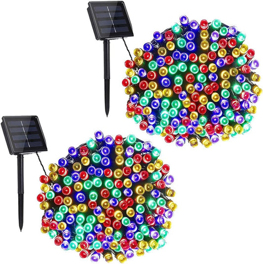 Toodour Solar Christmas Lights Outdoor, 2 Packs Total 144ft 400 LED Solar String Lights with 8 Mode, Outdoor Christmas String Light for Garden, Patio, Fence, Balcony, Xmas Tree Decor - Multicolor