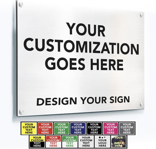 Custom Outdoor Metal Sign, Personalized Aluminum Safety and Business Signs, Waterproof (White, 24x18 In)
