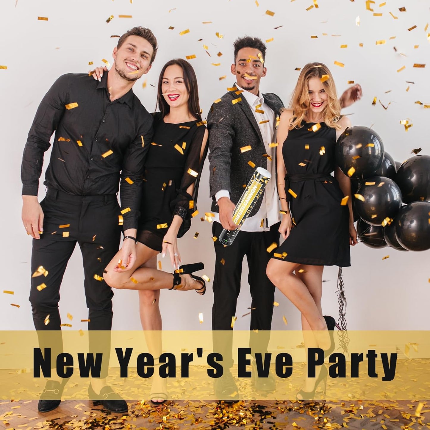 Confetti Cannon, 5 Packs Gold Confetti Poppers, 12 inch Party Poppers Confetti Shooters for Birthday, Wedding, Graduation, Anniversary, Parties, Christmas, New Year's Eve and Any Celebration