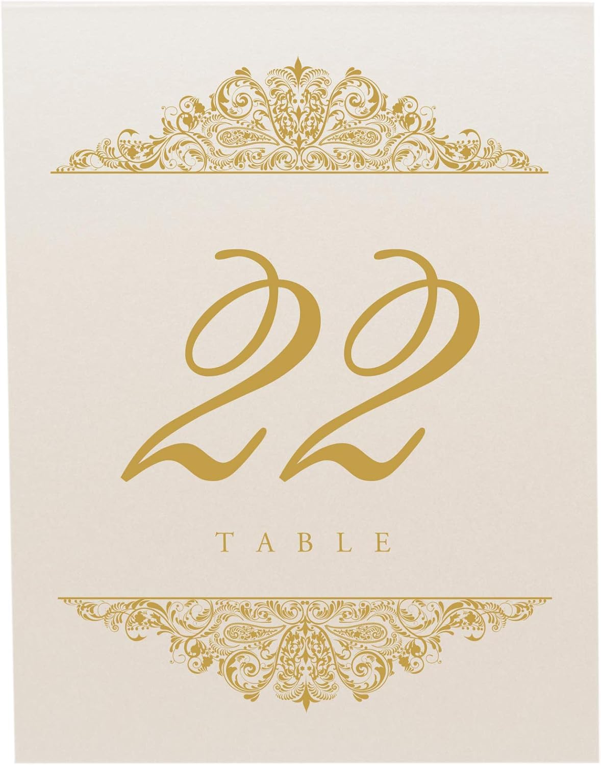 Paisley Wedding Table Numbers (Select Color/Quantity), Champagne, Gold, 1-35, Double Sided, Tent or Use in a Stand, Great for Parties & Restaurants - Made in the USA