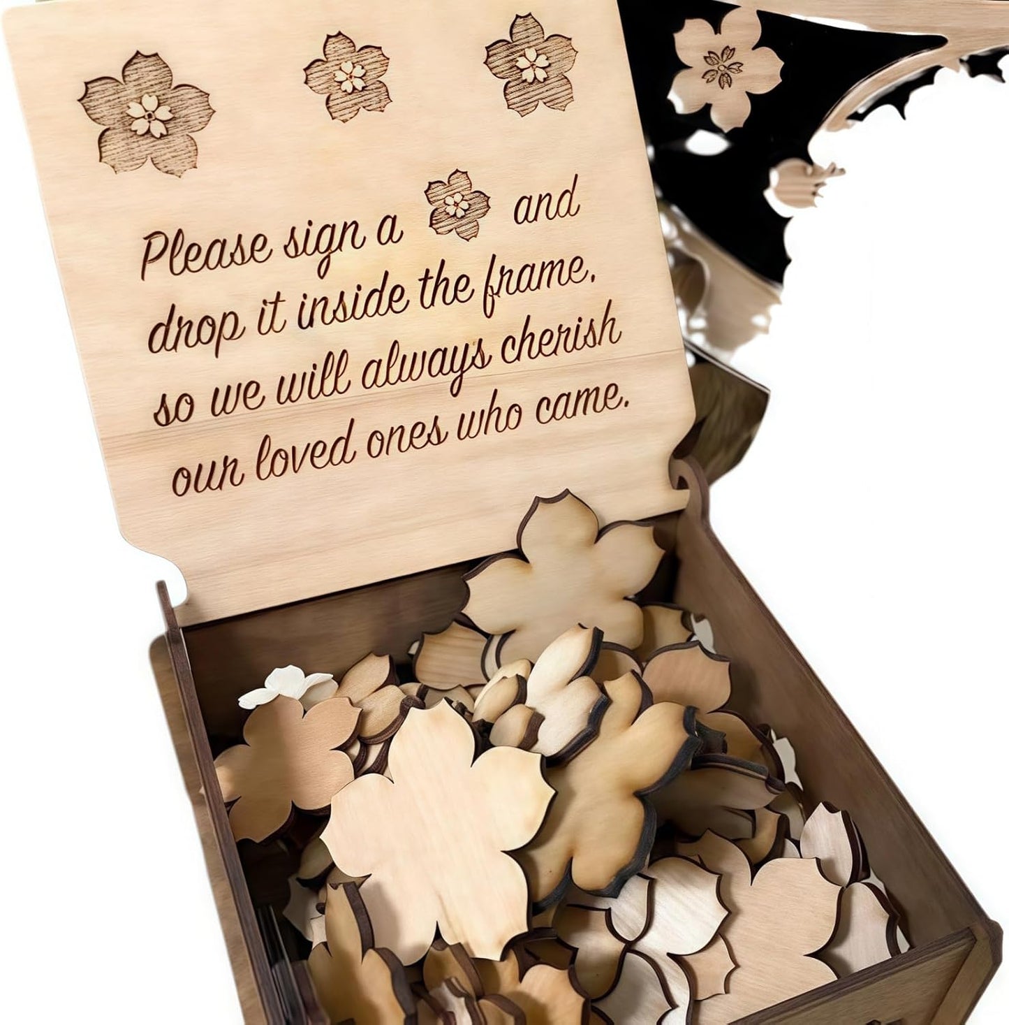 Personalized Wedding Guest Book Alternative - Wooden Leaf Guest Book Wedding, Personalized Wedding Reception, Custom Wooden GuestBook, Stereoscopic Tree Guest Book