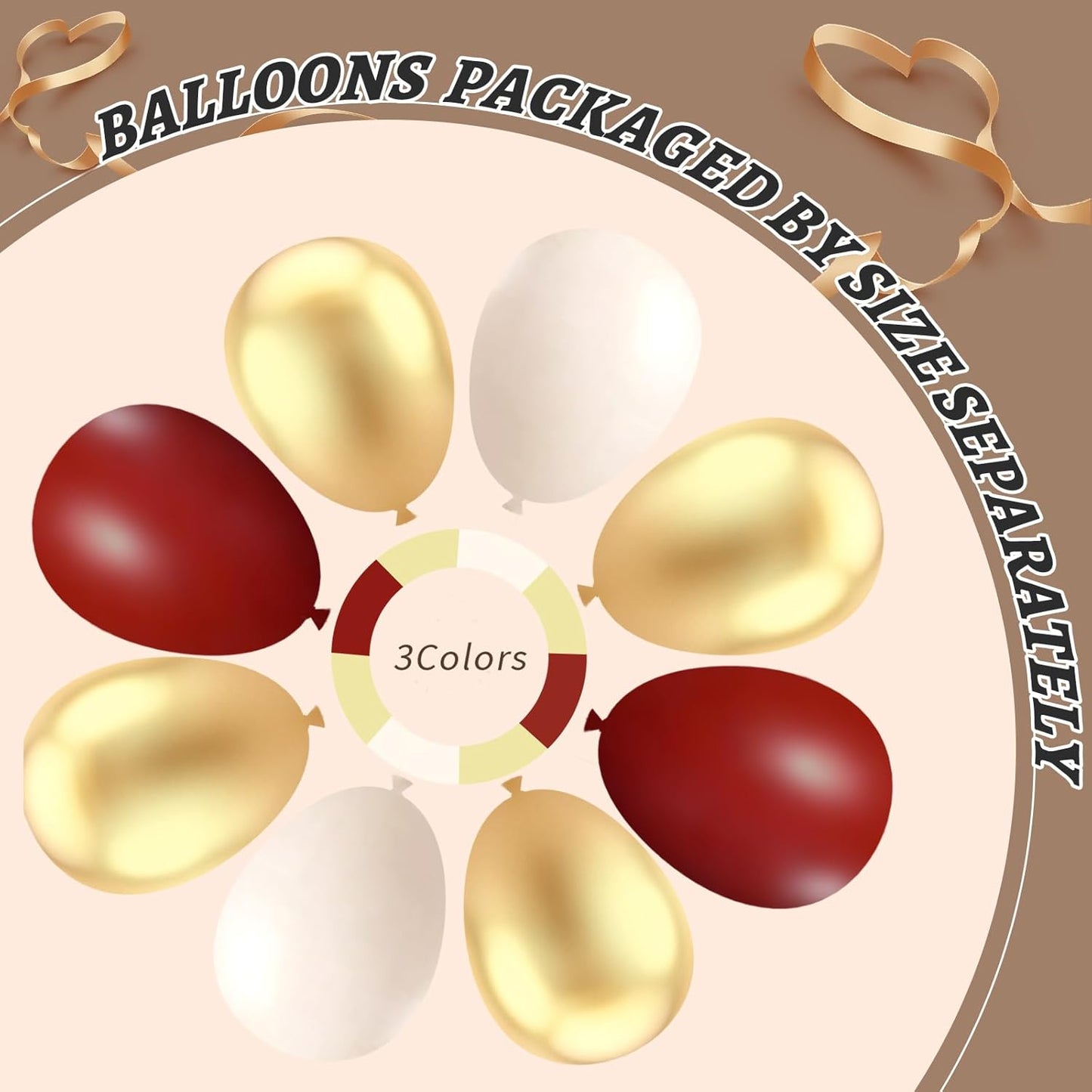 Burgundy Balloon Garland Arch Kit,412Pcs Burgundy and Sand White Metallic Gold Balloons for Wedding Bridal Shower Birthday Wine Anniversary Engagement Party Graduation Decorations