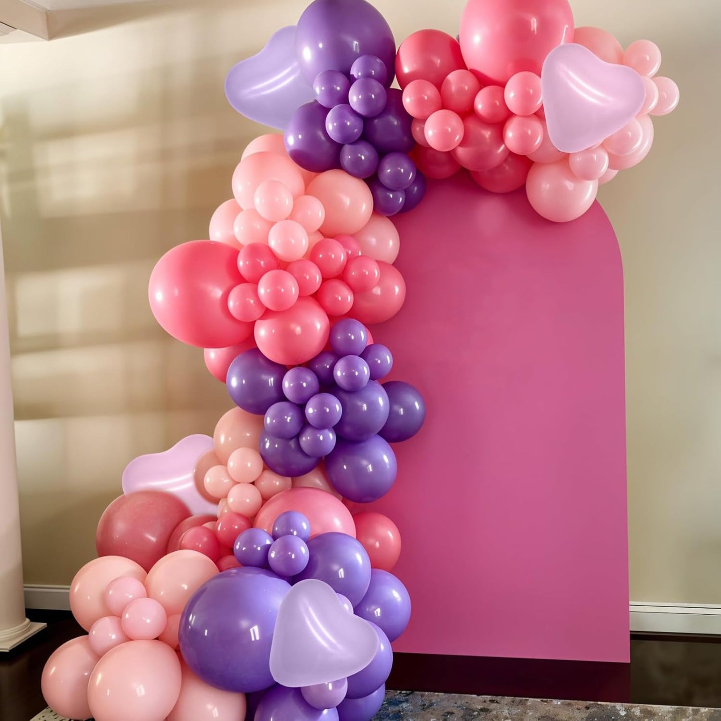 Pink and Purple Balloons, 50pcs Pink Purple Balloons With Macaron Heart Latex Balloon, Four Star Heart foil Balloon For Birthday Baby Shower Girls Women Party Wedding Bridal Shower Anniversary Decor